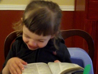 Grace reading the dictionary