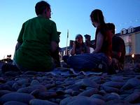 Handbells on Aberystwyth Beach.