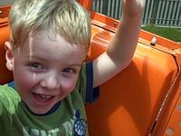 Luke on the Veggie Tales Roller Coaster at Dollywood
