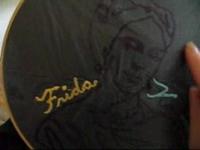 Frida Khalo Embroidery on Black Apron Ep. 1
