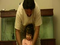 Sara's first golf swing