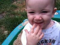 Luke eating sand