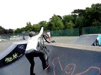 Alex turns around and goes backwards...