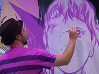 Jedidiah and Give A Board Live Mural Painting at Surf Expo: Day 2