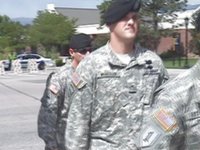 Soldiers after the parade, in front of Colorado College (Colorado Springs, CO)