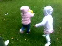 The girls playing football. Kinda
