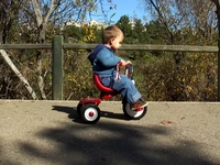 A red tricycle