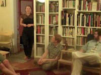 Annie singing in German and the rainbow cake