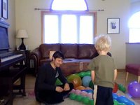 cleaning up balloons
