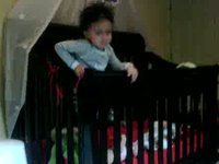 Stella gets out of the crib to get her pacifier