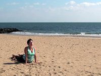 Yoga on the beach - two weeks before due date