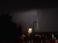 Streetlights, fireworks and lightning.