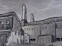 Charcoal painting - Battersea power station side entrance