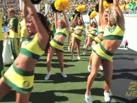 UNIVERSITY OF OREGON CHEERLEADER POSTER • BEHIND THE SCENES AT AUTZEN STADIUM 2009