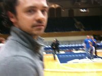 Cameron & Lisa Walk on Coach K Court