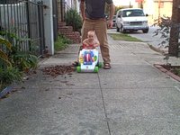 Walking on the sidewalk