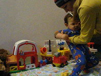 Reading to Logie Bear