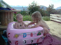 Eilish & Little D..pool time