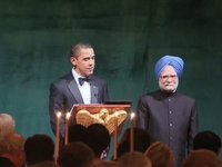 President Obama Toasts Prime Minister Singh of India