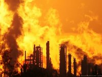Sunset through oil refinery (Trecate, IT)