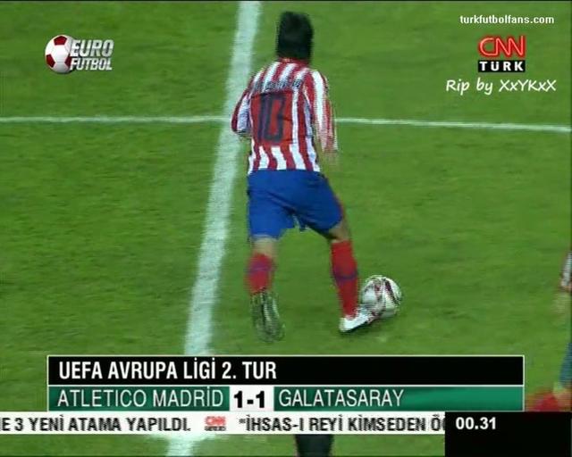 Atletico Madrid 1 - 1 Galatasaray Highlights 18/02/2010 goller genis ozet izle