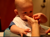 Soren's first solid meal